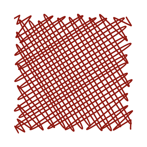 Fischnetzt with Benefits logo: A sketch of a red fishing net that can be used as a sponge alternative.